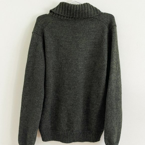 Stile Benetton Forest Green Wool Alpaca Shawl Collar Sweater Pullover Men Sz M - Picture 7 of 9